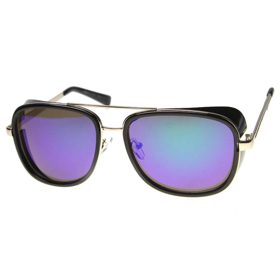 Unisex Aviator Sunglasses UV400 Mirrored Lens 9896 Thick Frame European Style Image 1