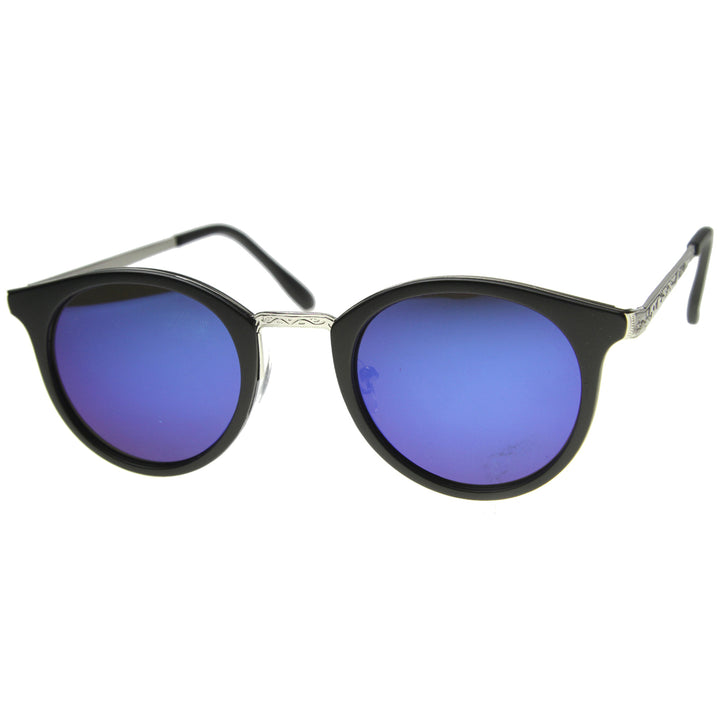 Horn Rimmed Sunglasses With UV400 Protected Mirrored Lens 9897 Image 1