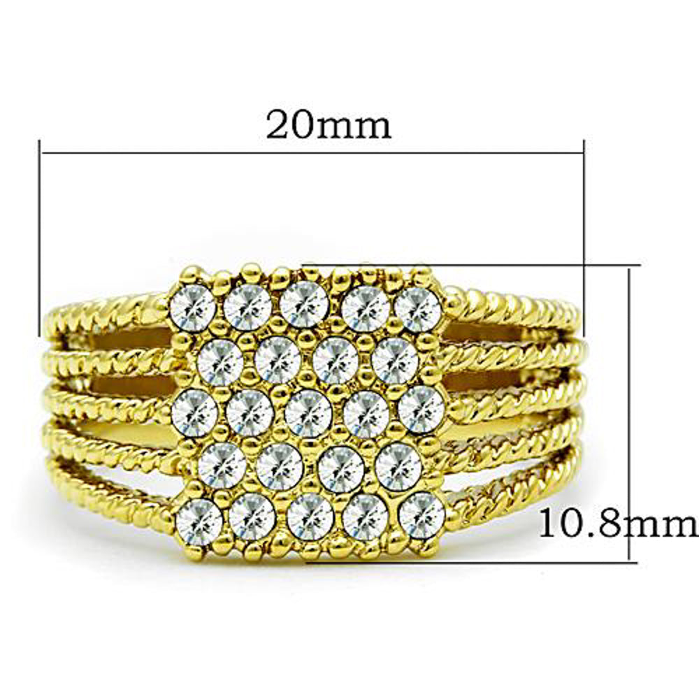 Stainless Steel 14k Gold Ion Plated .34 Ct Crystal Cocktail Fashion Ring Sz 5-10 Image 4