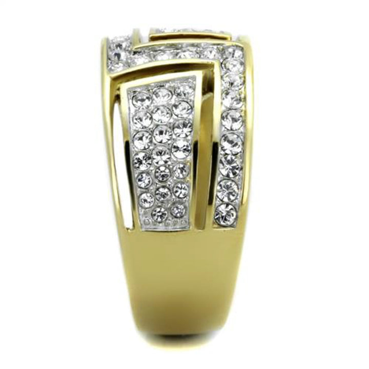 Stainless Steel 14k Gold Plated Crystal Cocktail Fashion Ring Womens Size 5-10 Image 2