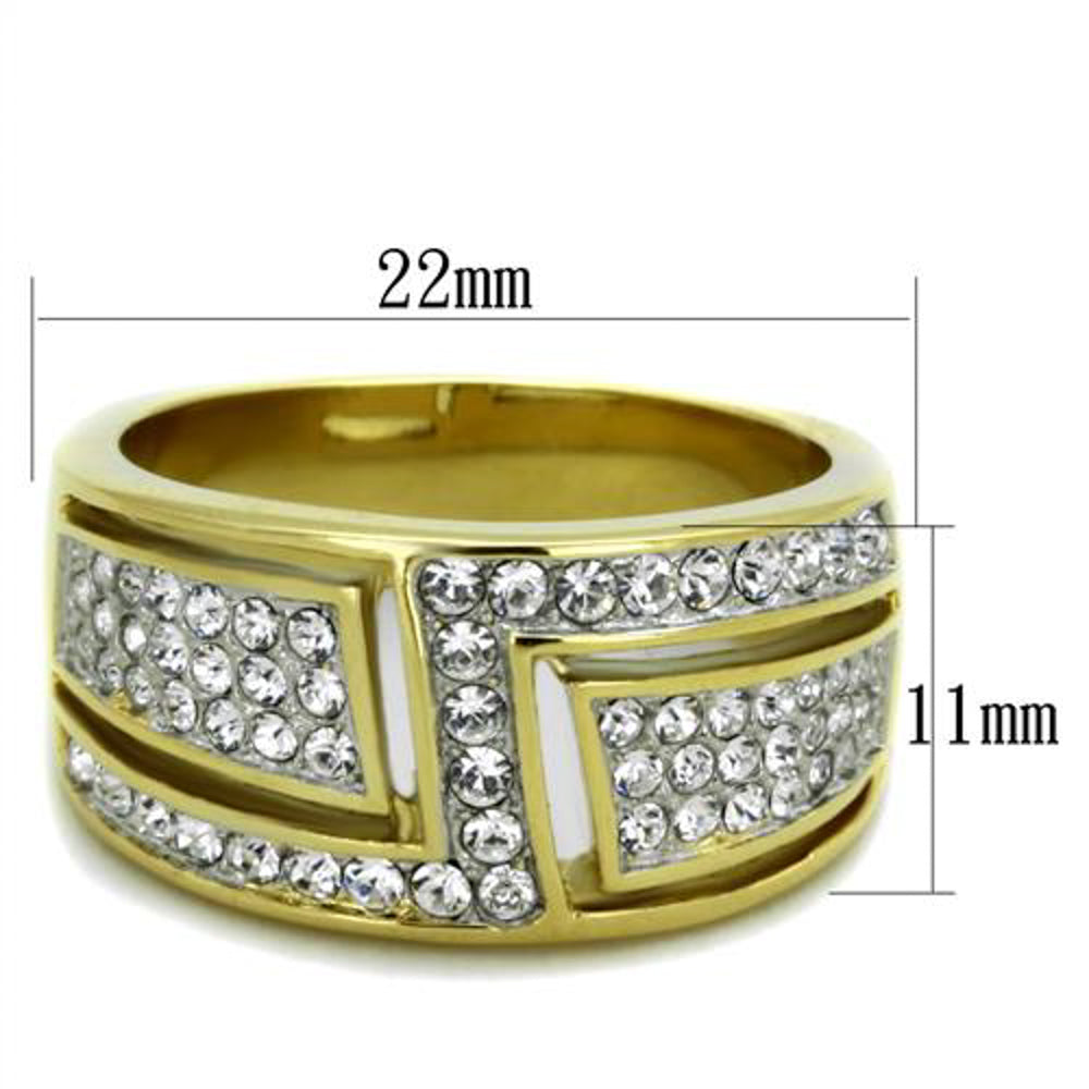 Stainless Steel 14k Gold Plated Crystal Cocktail Fashion Ring Womens Size 5-10 Image 4