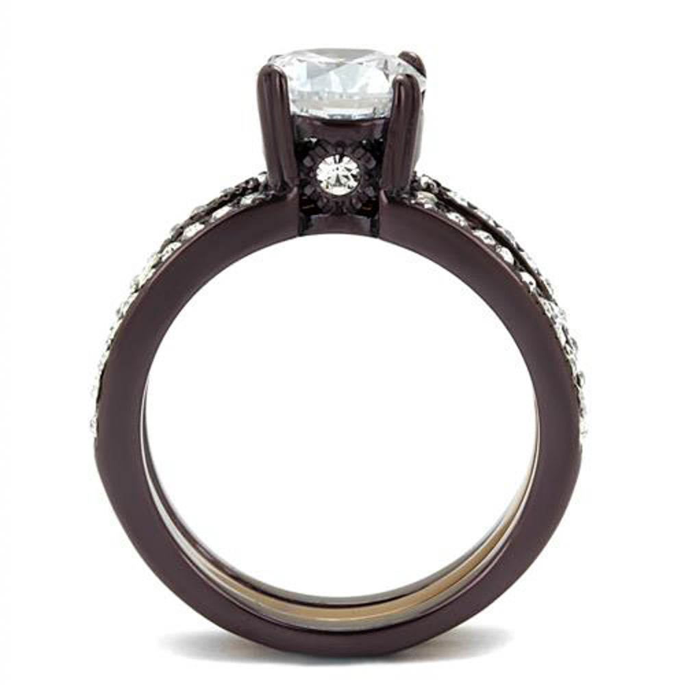 Chocolate Stainless Steel 2.75 Ct Round Cut Cz Wedding Ring Set Womens Sz 5-10 Image 3