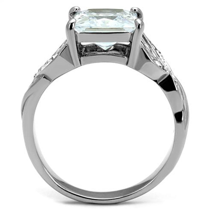 Stainless Steel Womens 3.09 Ct Princess Cut Zirconia Engagement Ring Size 5-10 Image 2