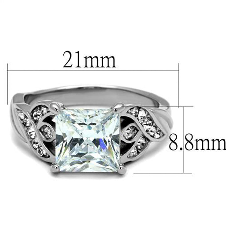Stainless Steel Womens 3.09 Ct Princess Cut Zirconia Engagement Ring Size 5-10 Image 4