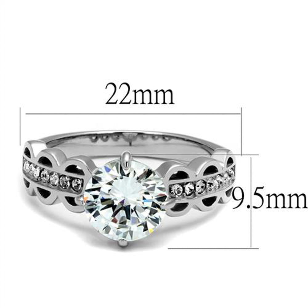 Stainless Steel 2.11 Ct Round Cut Zirconia Engagement Ring Womens Size 5-10 Image 2