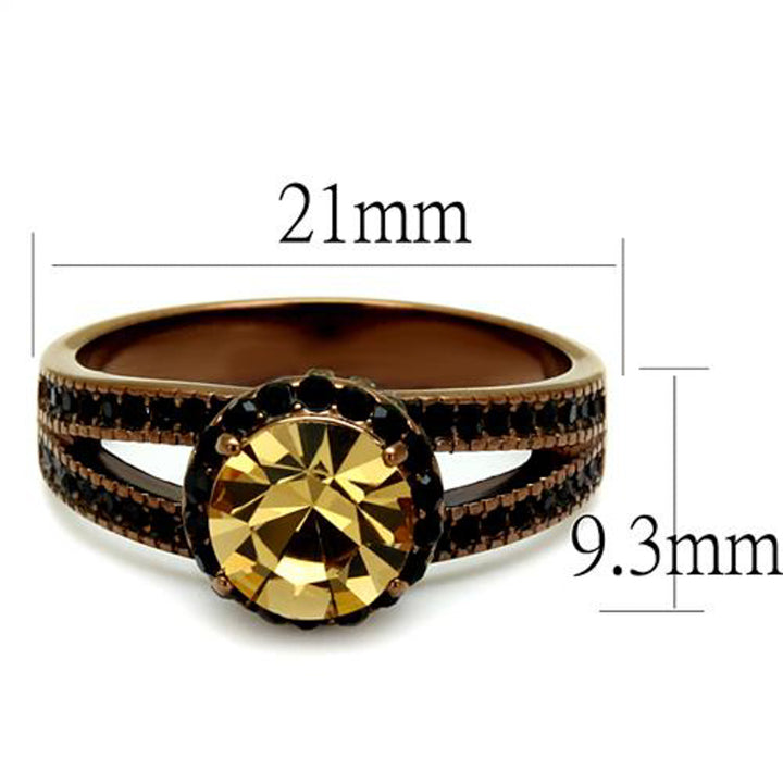 Brown Plated Stainless Steel Womens 3.35Ct Round Smoked Crystal Engagement Ring Image 4