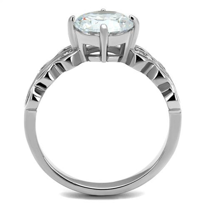 Stainless Steel 2.11 Ct Round Cut Zirconia Engagement Ring Womens Size 5-10 Image 3