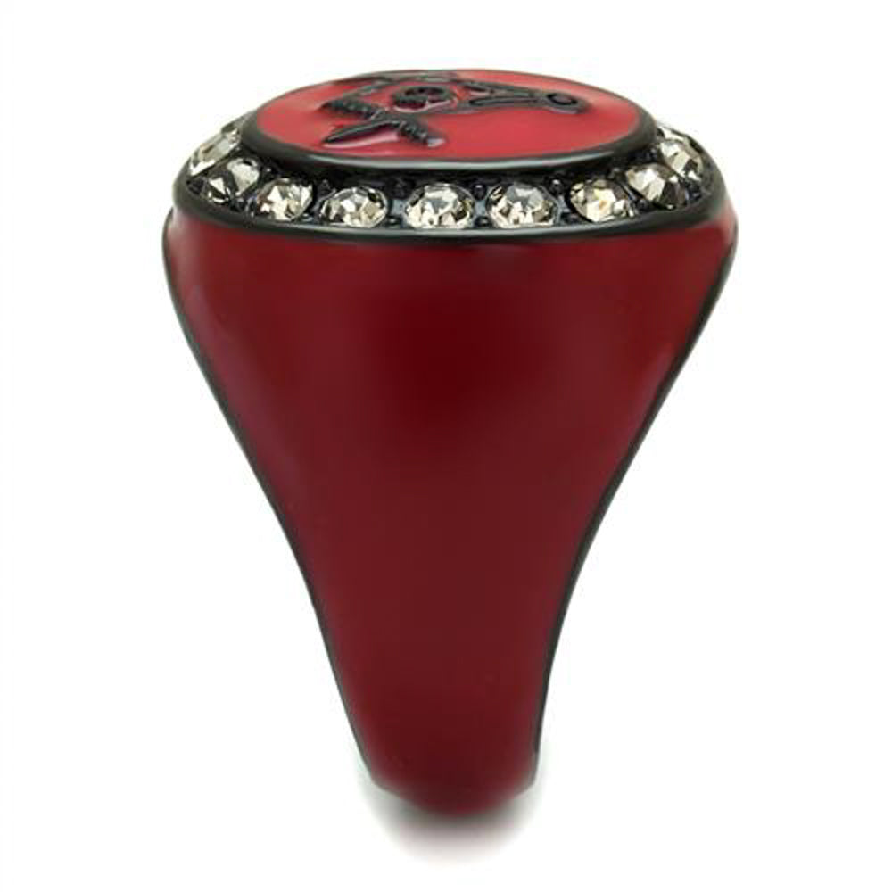 Stainless Steel Red and Black Ion Plated Crystal Masonic Freemason Ring Sz 8-13 Image 2