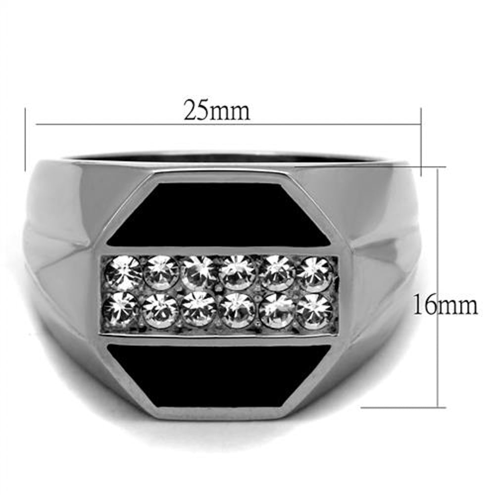 Mens Round Cut Simulated Diamond Crystal Stainless Steel and Epoxy Ring Sz 8-13 Image 4