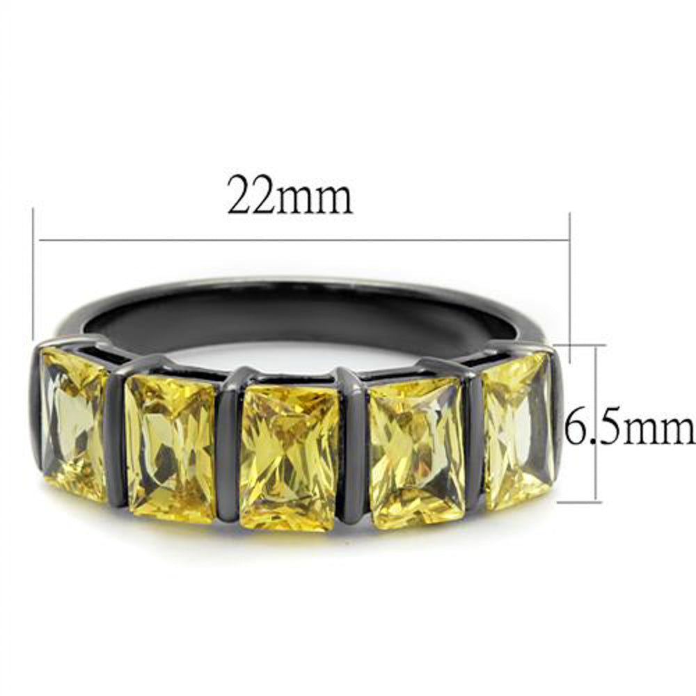 4.4 Ct Emerald Cut Topaz Light Black Stainless Steel Cluster Ring Womens Sz 5-10 Image 3