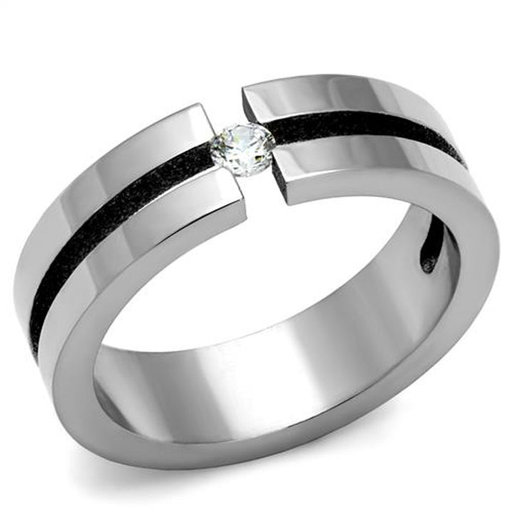 Womens 0.11 Ct Round Cut CZ Stainless Steel Wedding Band Ring Size 6 7 or 8 Image 1