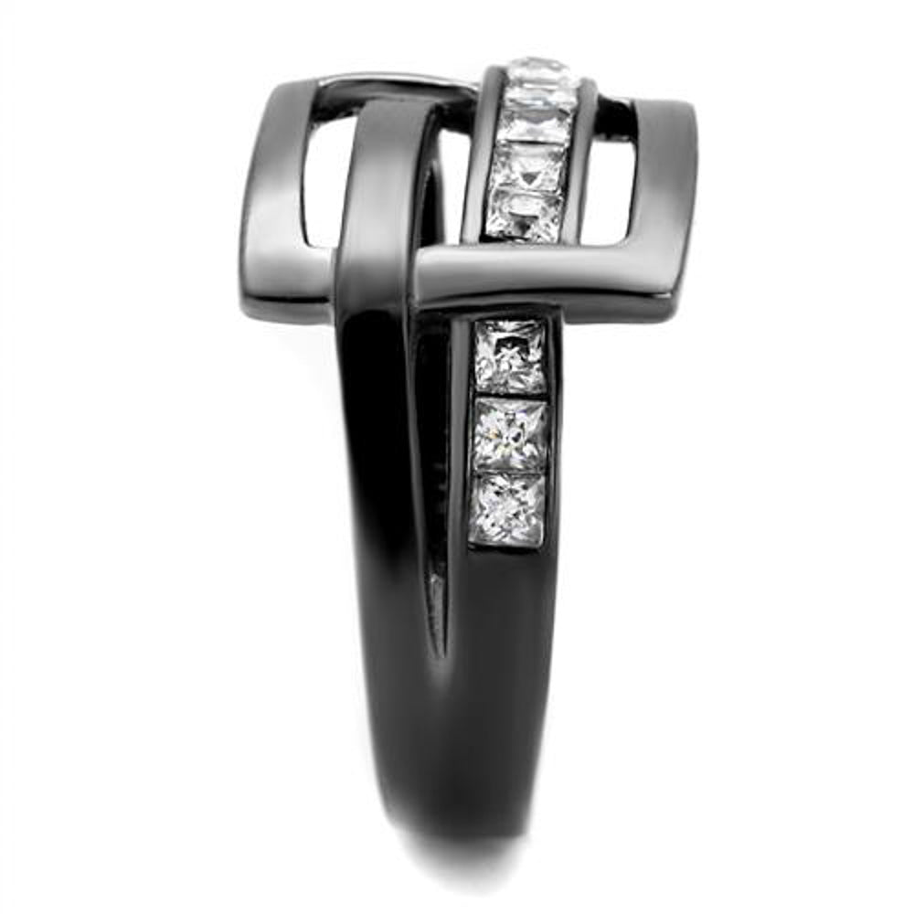 Light Black Stainless Steel 1.04 Ct Princess Cut Fashion Ring Womens Size 5-10 Image 2