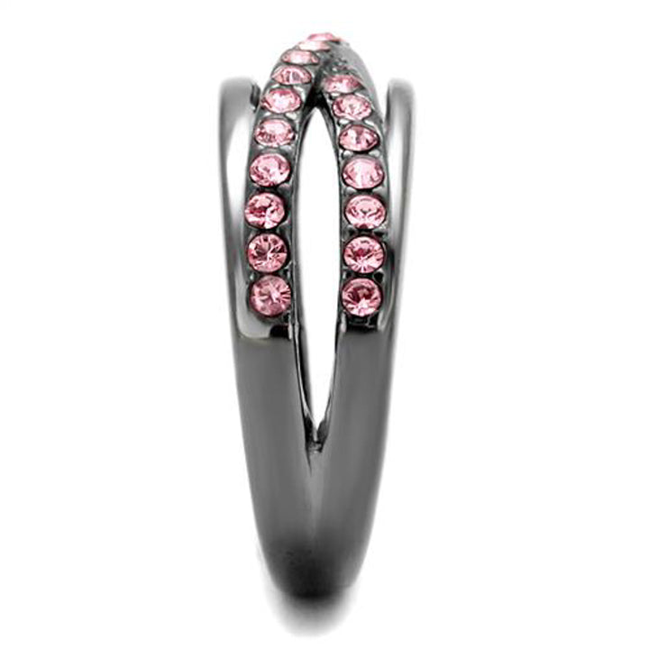 Light Black Stainless Steel and Light Peach Crystal Fashion Ring Womens Size 5-10 Image 2