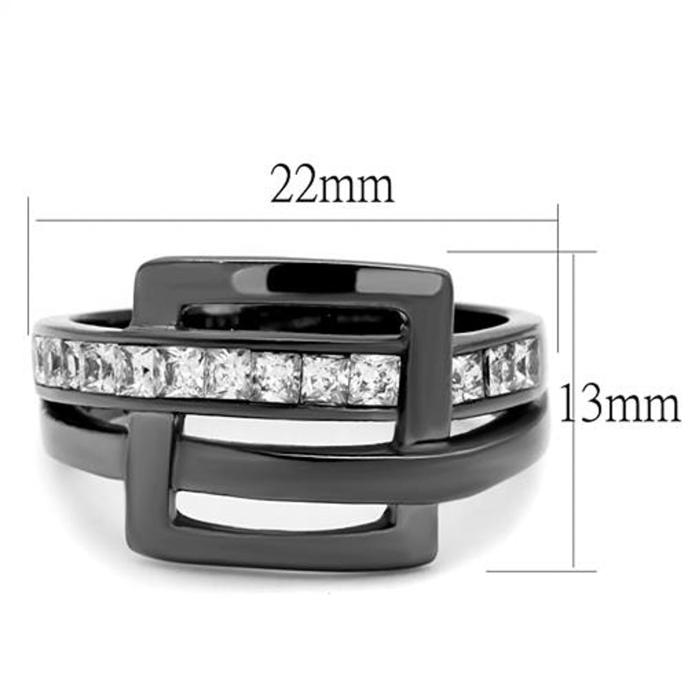 Light Black Stainless Steel 1.04 Ct Princess Cut Fashion Ring Womens Size 5-10 Image 3