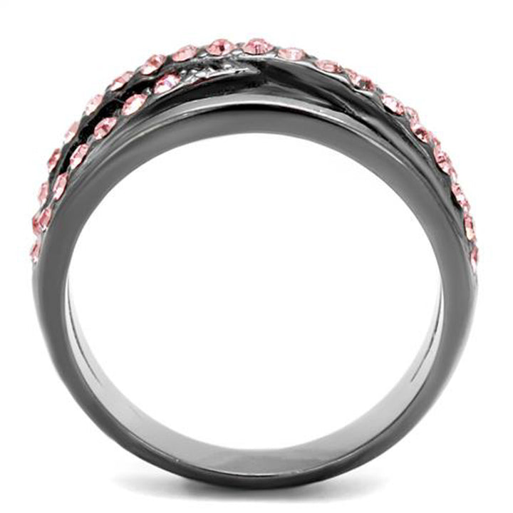 Light Black Stainless Steel and Light Peach Crystal Fashion Ring Womens Size 5-10 Image 4