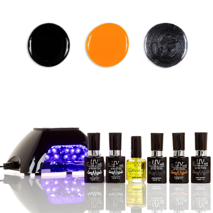 UV-NAILS Salon Quality Gel Polish Starter Kit with Black LED Lamp Colors: GL18-G1-NE3 Image 1