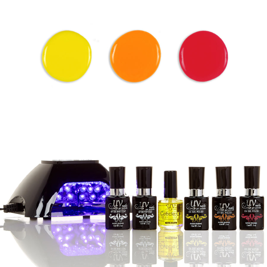 UV-NAILS Salon Quality Gel Polish Starter Kit with Black LED Lamp Colors: NE10-NE8-NE3 Image 1