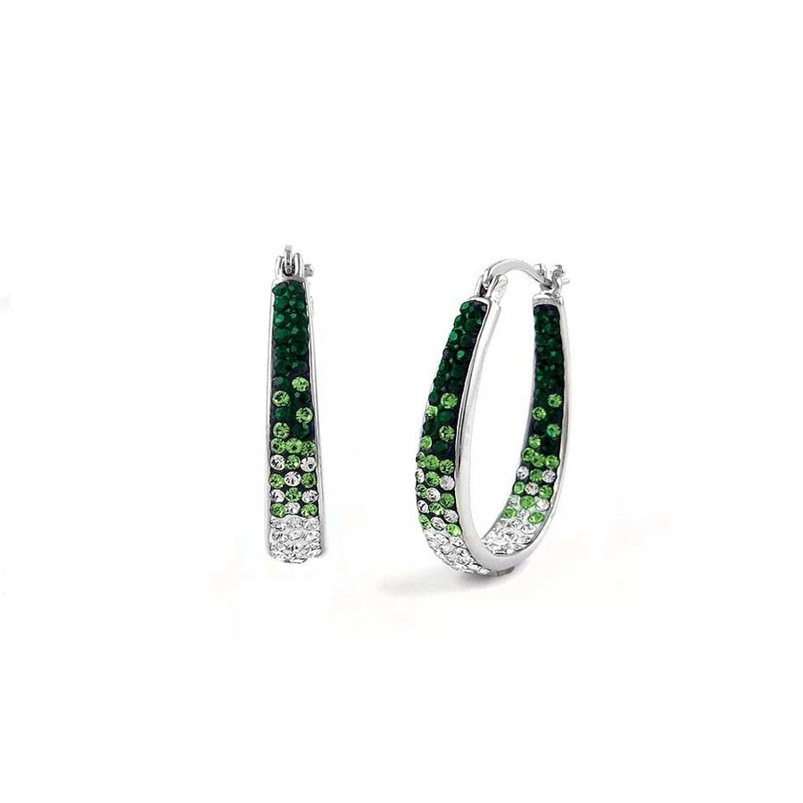 Emerald Green Graduated Swarovski Elements Crystal Hoops in 18kt White Gold Image 1