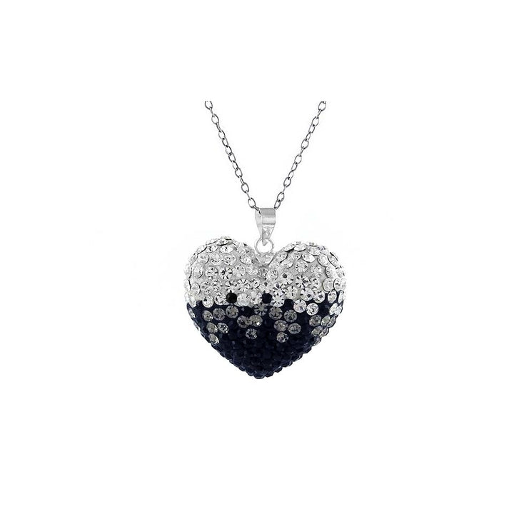 Black And White Swarovski Elements Crystal Bubble Heart Pendant Image 1