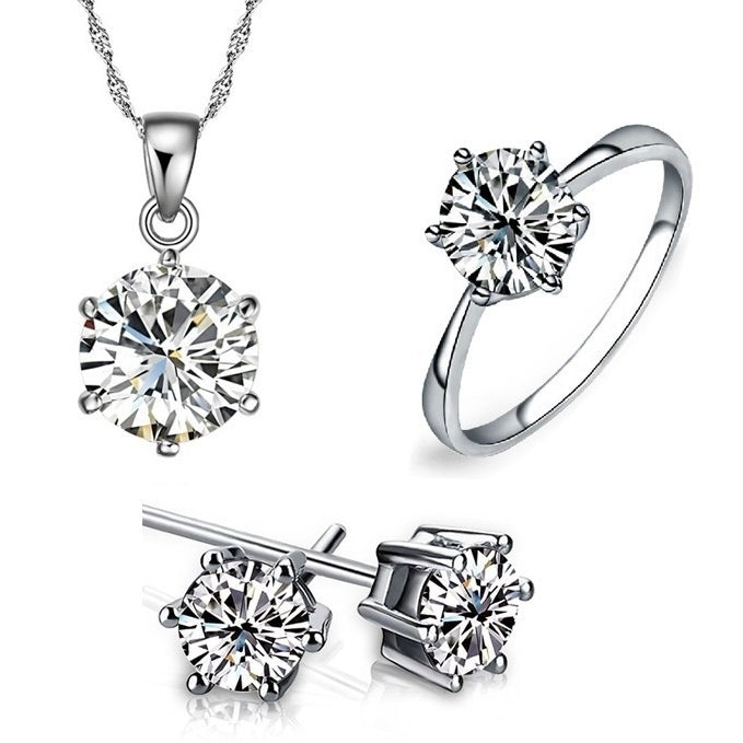 Dalia Cubic Zirconia Earrings Necklace Ring Jewelry Set Image 1