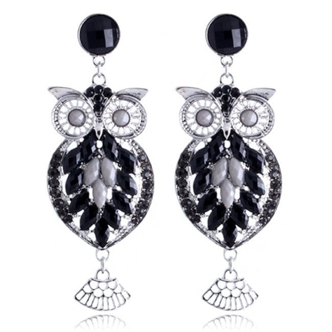 Crystal Owl Drop Earrings Image 1