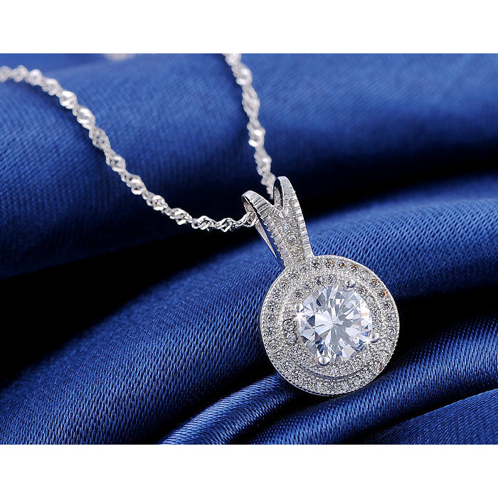 Halo Micro Pave Crystal Necklace Image 3