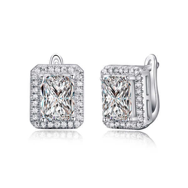 Emerald Cut Cubic Zirconia Earrings Image 2