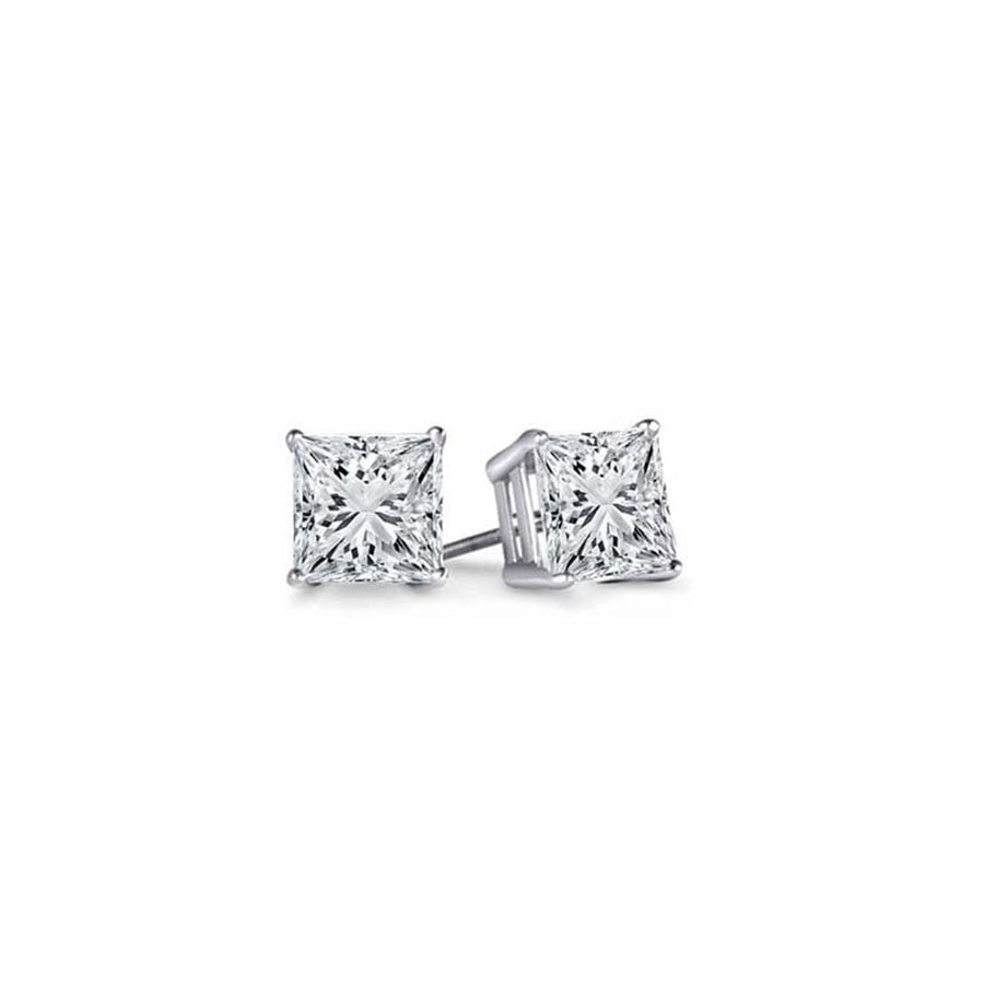 2.00 CTTW Princess Cut Swarovski Elements Crystal Studs Image 1