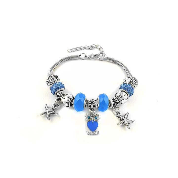 Swarovski Elements Crystal and Murano Owl Charm Bracelet Image 4