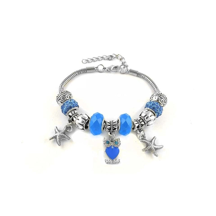 Swarovski Elements Crystal and Murano Owl Charm Bracelet Image 1