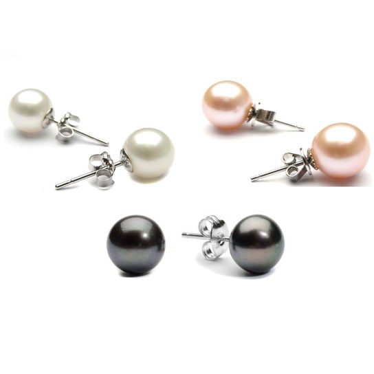 18kt Gold or White Gold Plated 3 Pack 8mm Pearl Studs Image 2