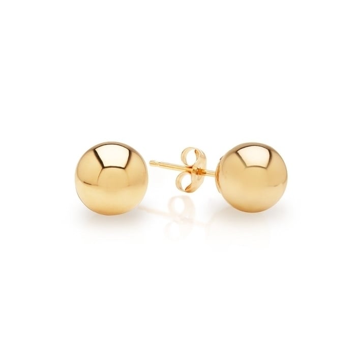 Solid 14Kt Gold Ball Stud Earrings Image 1