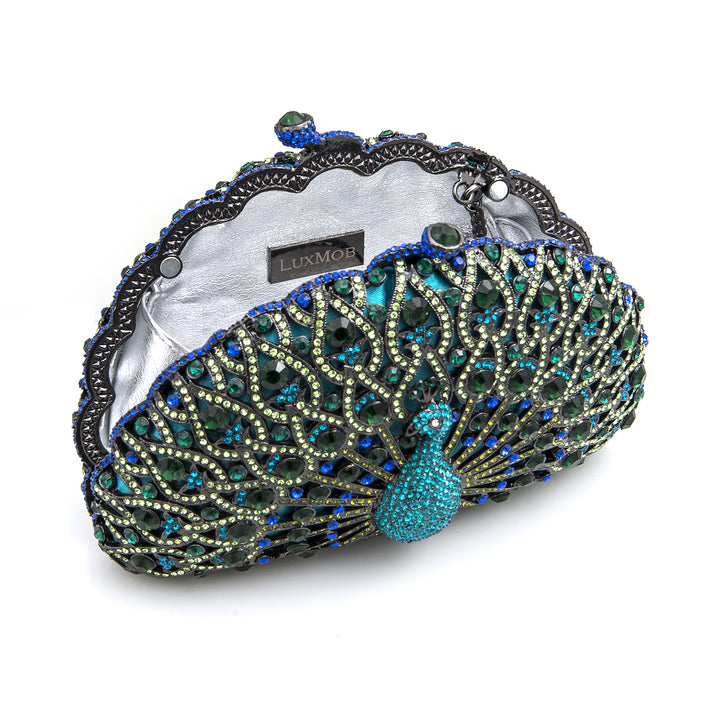 LuxMob Peacock Crystal Clutch LuxMob Glamorous clutch bags Stunning crystal Image 3