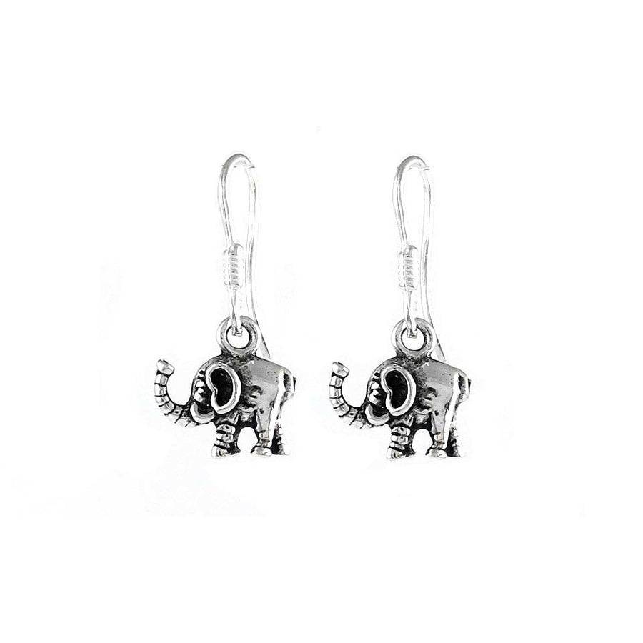 Solid sterling silver Elephant Drop earrings Image 1