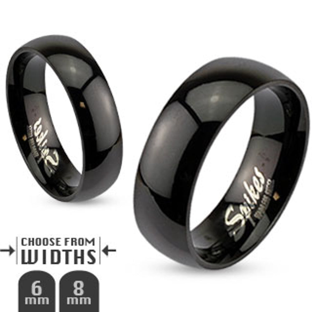 Stainless Steel Unisex 316 Black Ion Plated Wedding Band Ring 6mm or 8mm Sz 5-14 Image 1