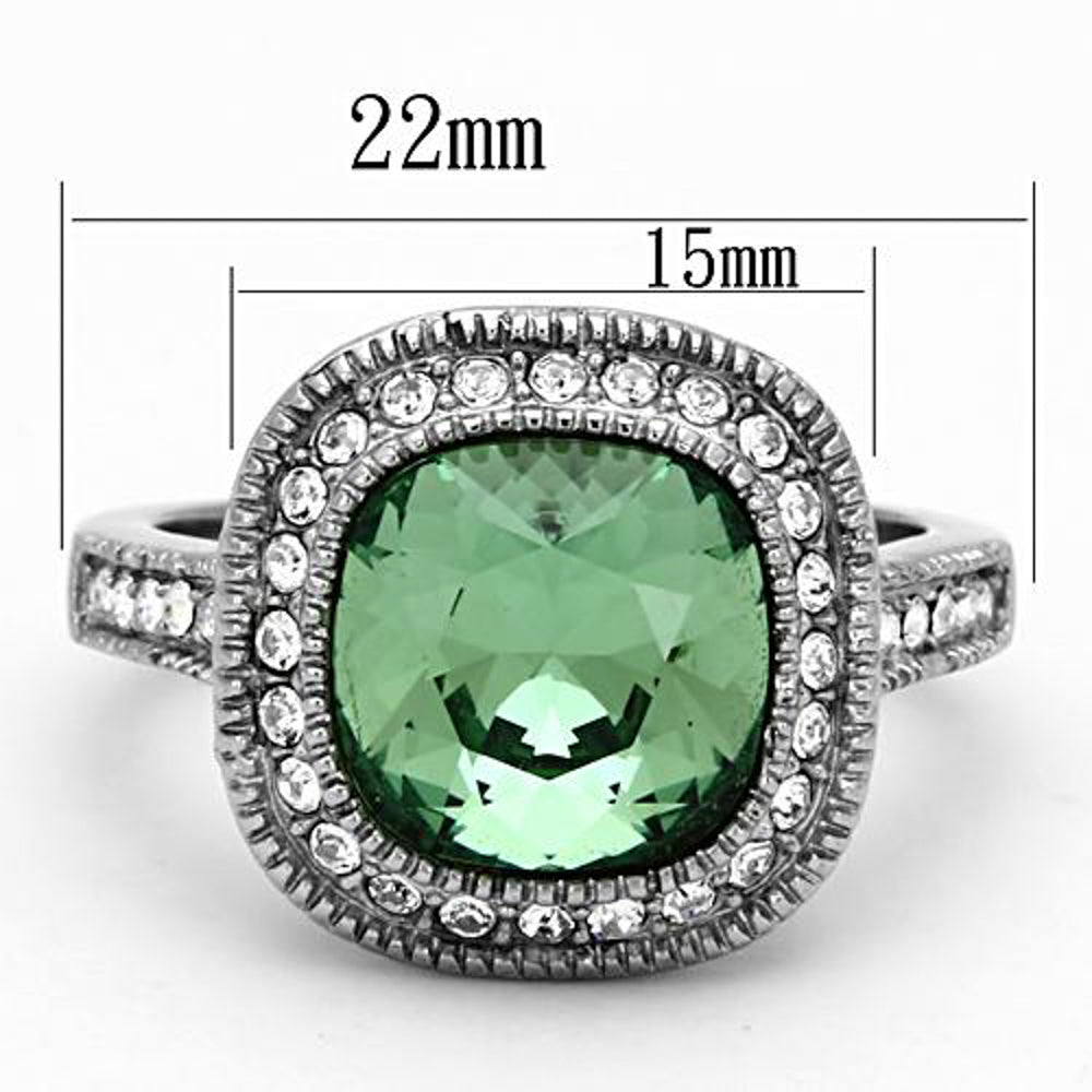 4 Ct Emerald Color Cushion Cut Cz Stainless Steel Halo Engagement Ring Size 5-10 Image 2