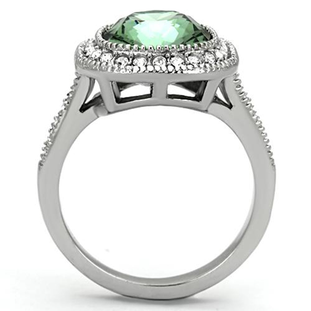 4 Ct Emerald Color Cushion Cut Cz Stainless Steel Halo Engagement Ring Size 5-10 Image 3