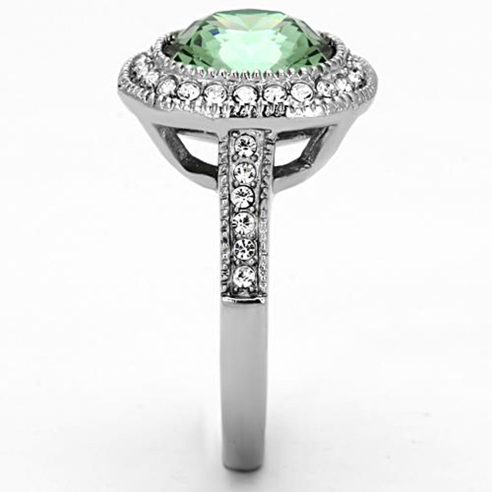 4 Ct Emerald Color Cushion Cut Cz Stainless Steel Halo Engagement Ring Size 5-10 Image 4