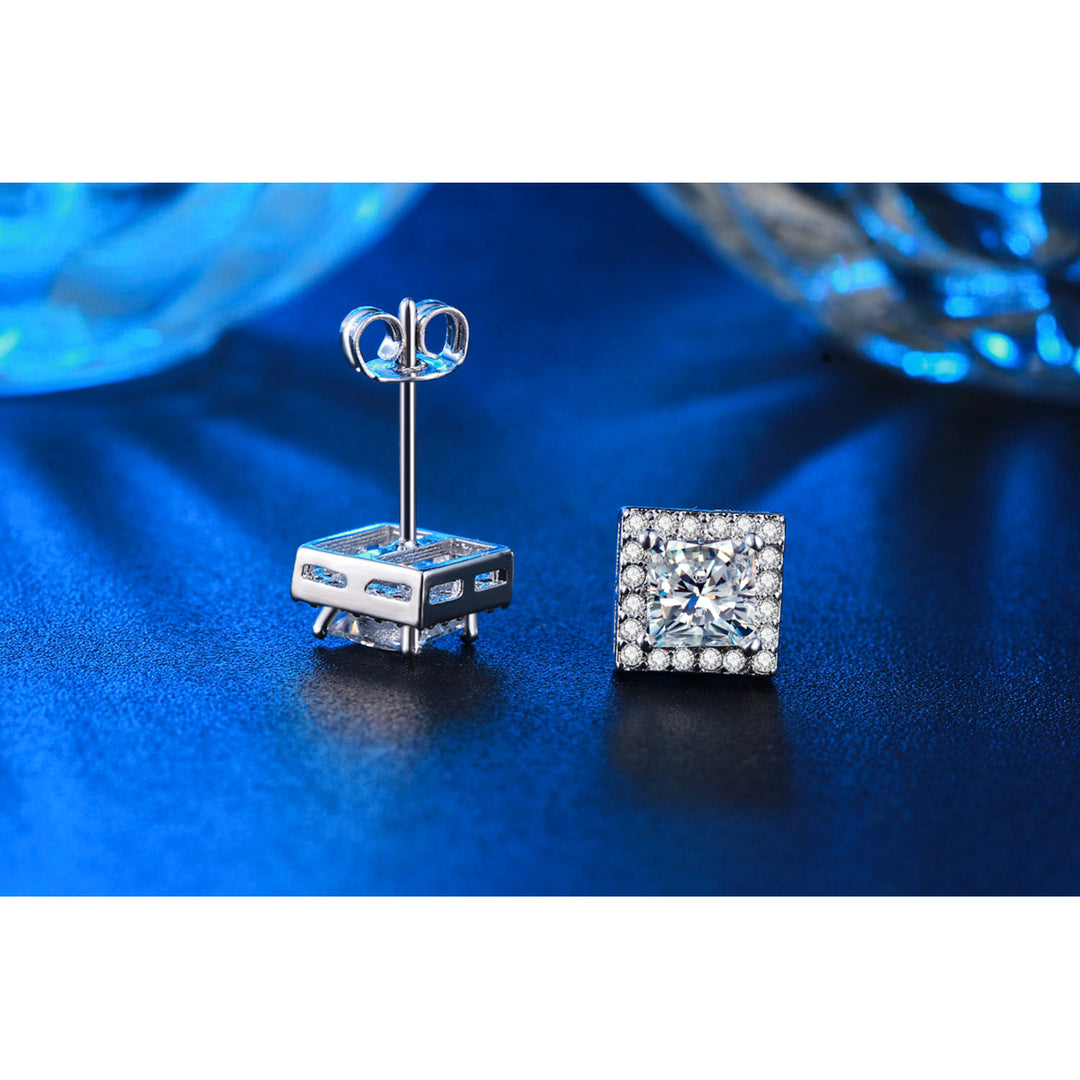 Princess Cut Luxury Swiss Stud Earrings Image 3