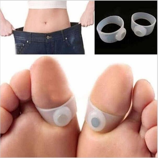 2 Pairs Magnetic Toe Ring Slimming Weight Loss Health Foot Massage Image 1