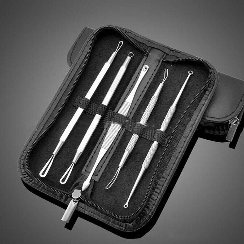 5PCS Face Care Stainless Steel Skin Remover Kit Blackhead Blemish Acne Pimple Extractor Tool Skin Care Cleanser Image 1
