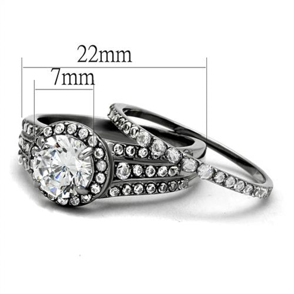 2.45 Ct Halo Round Cut Zirconia Stainless Steel Wedding Ring Set Womens Sz 5-10 Image 2
