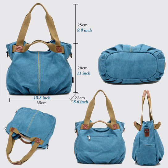 Women Soft Canvas Handbag Fashion Tote Bag in 9 Assorted Color Image 2