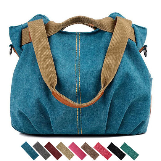 Women Soft Canvas Handbag Fashion Tote Bag in 9 Assorted Color Image 1
