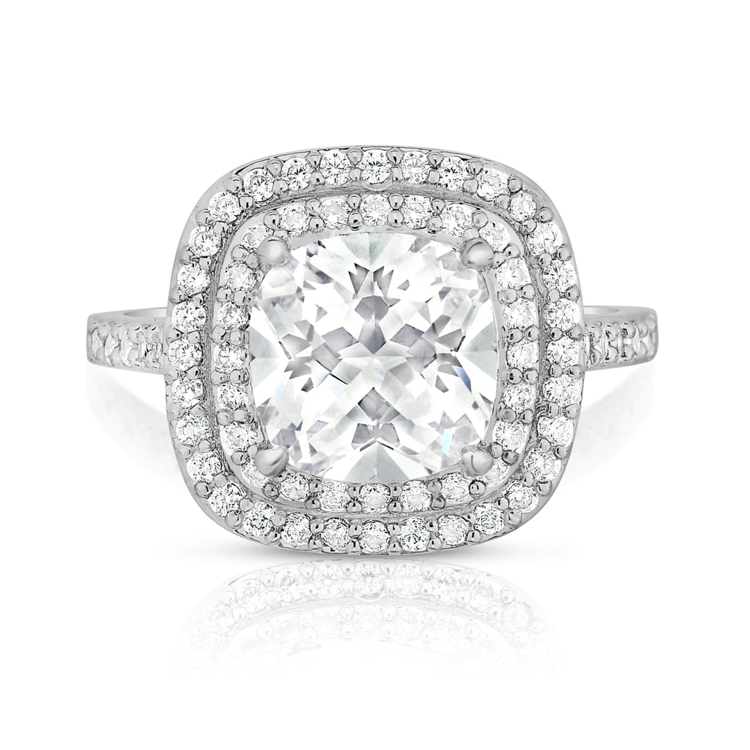 Dual Row Micropave Halo Ring in 18k White Gold Image 3
