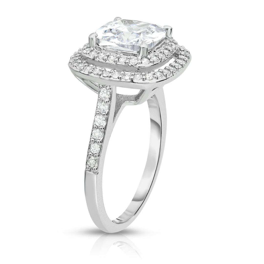Dual Row Micropave Halo Ring in 18k White Gold Image 4