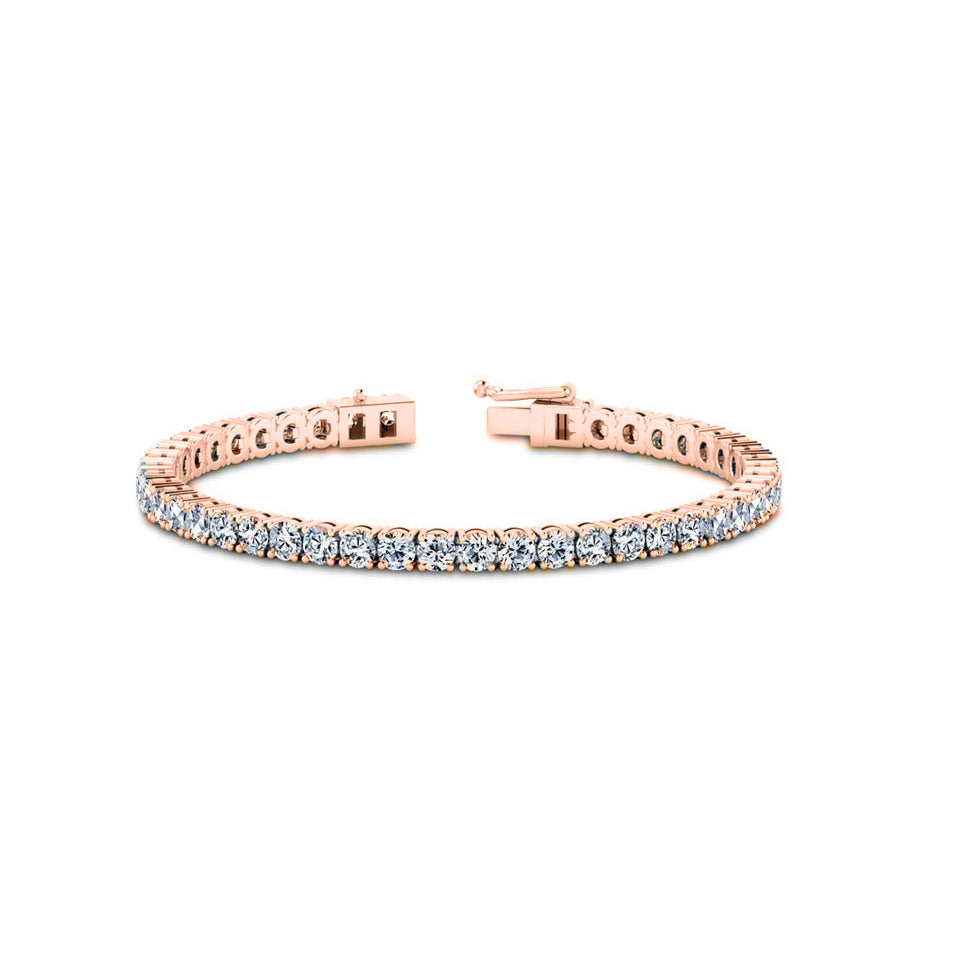 11.00 CTTW Round Cut Tennis Bracelet in 28k Rose Gold Image 1