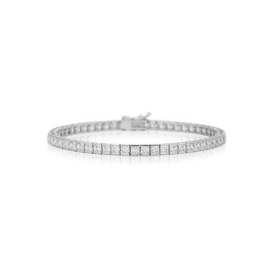 12.00CTTW Princess Cut Tennis Bracelet in 18k White Gold Image 1