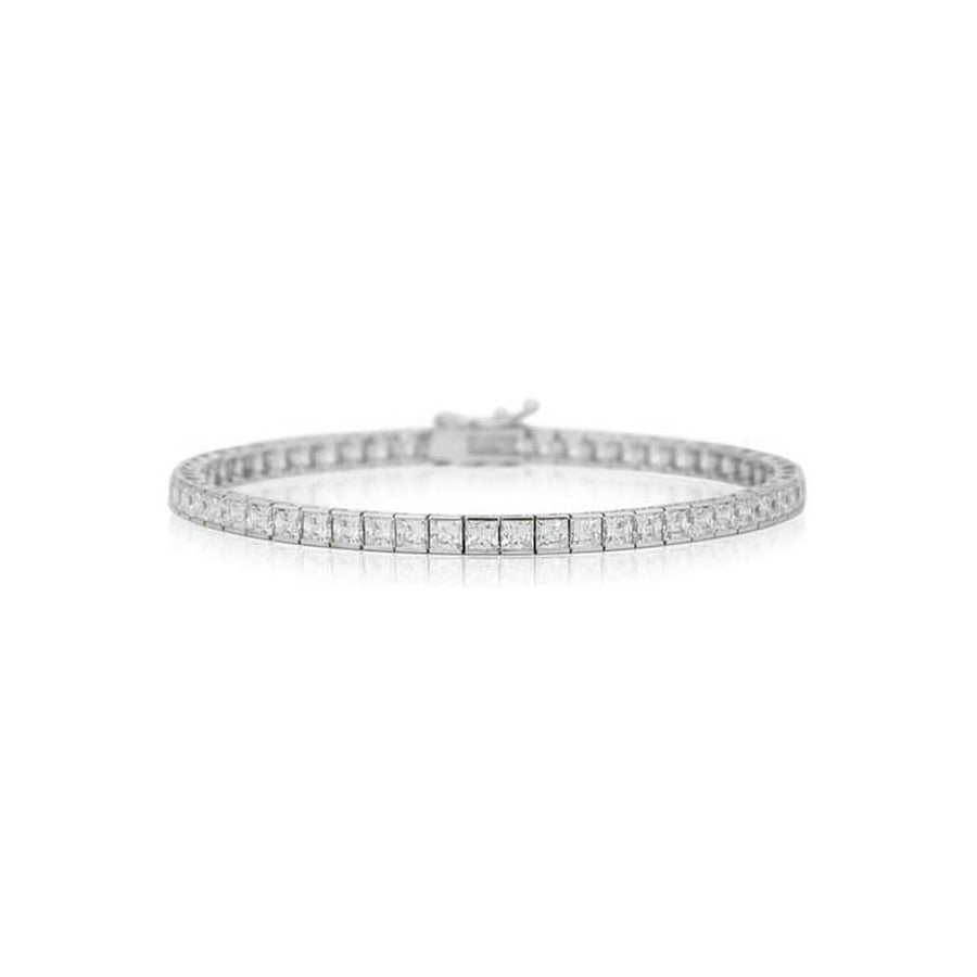 12.00CTTW Princess Cut Tennis Bracelet 18k White Gold 7.5 Inch Secure Clasp Image 1