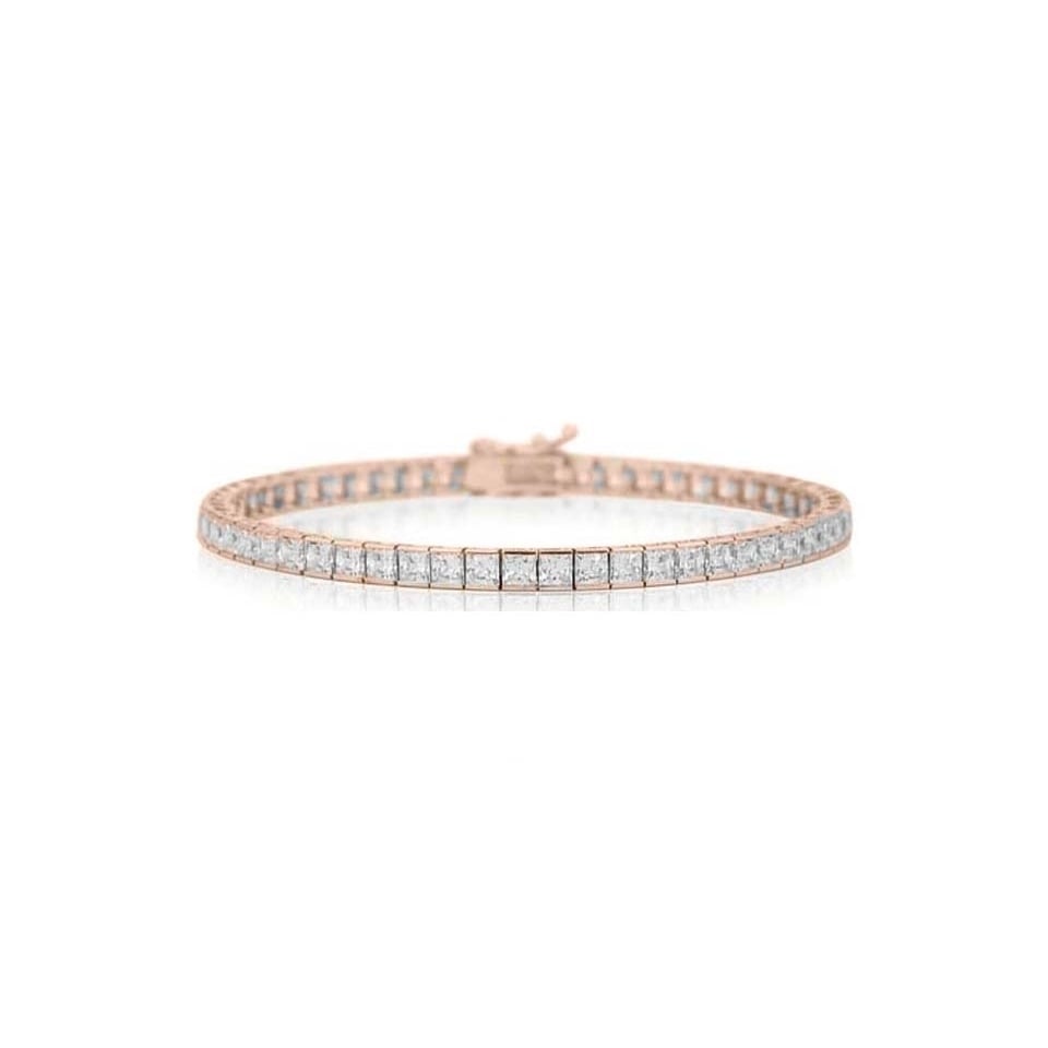 12.00 CTTW Princess Cut Tennis Bracelet in 18K Rose Gold Image 1